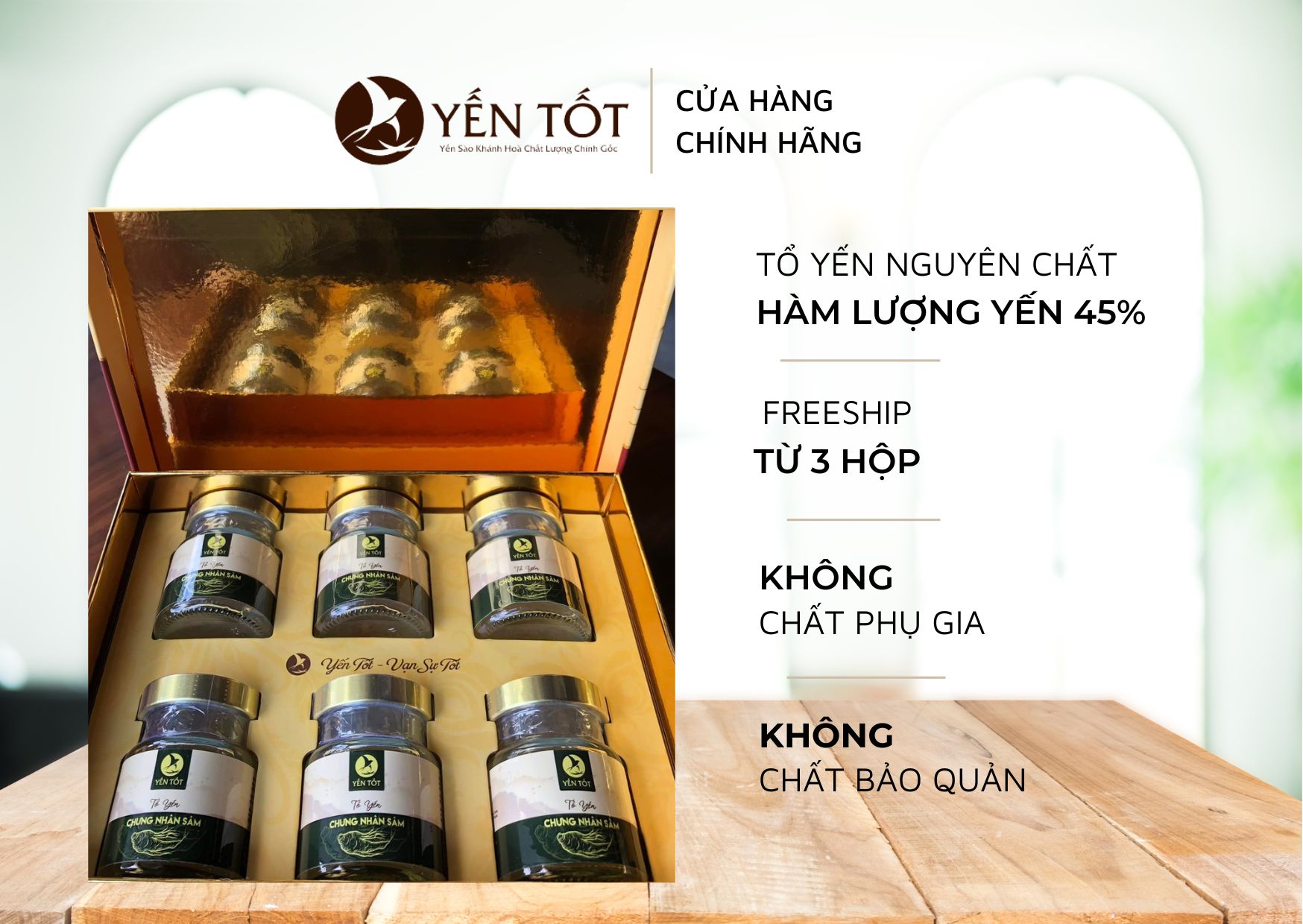 Hộp 6 hũ yến sào nhân sâm khánh hòa 70ml - yến tốt