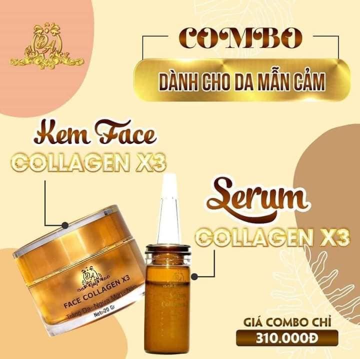 Combo kem face và serum collagen x3