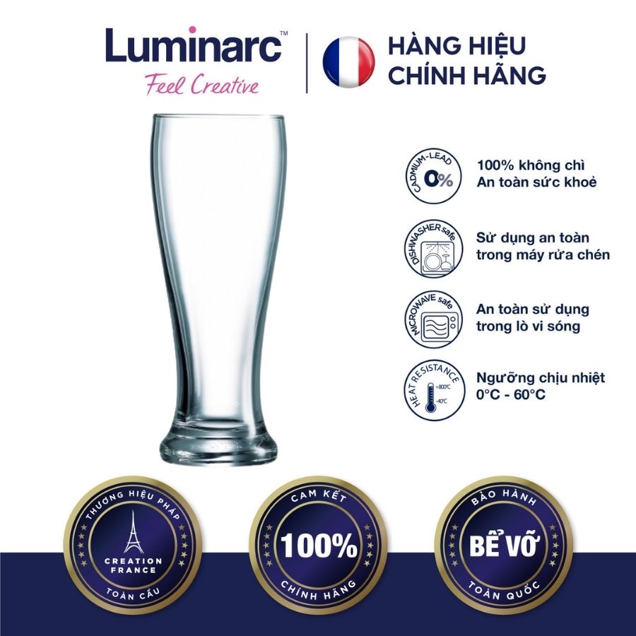 Bộ 6 ly bia thuỷ tinh luminarc brasserie 600ml - lubrv4350