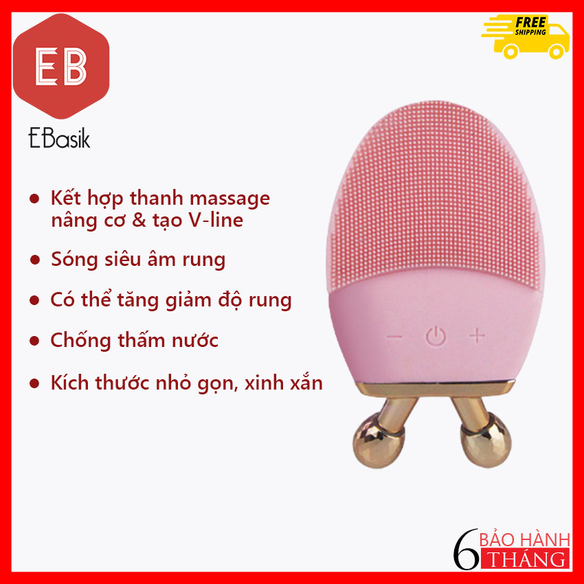 [HCM]Máy Rửa Mặt Silicon Sóng Âm Kết Hợp Con Lăn Massage 3D Giúp Nâng Cơ Mặt. Máy Rửa Mặt 2 Trong 1 Phiên Bản Cải Tiến Hơn Cả Máy Rửa Mặt Laco Và Máy Con Cá Với Nhiều Tính Năng Của Foreo Luna Mini 2 & Xiaomi Hailo. BH 6 Tháng Bởi EBasik