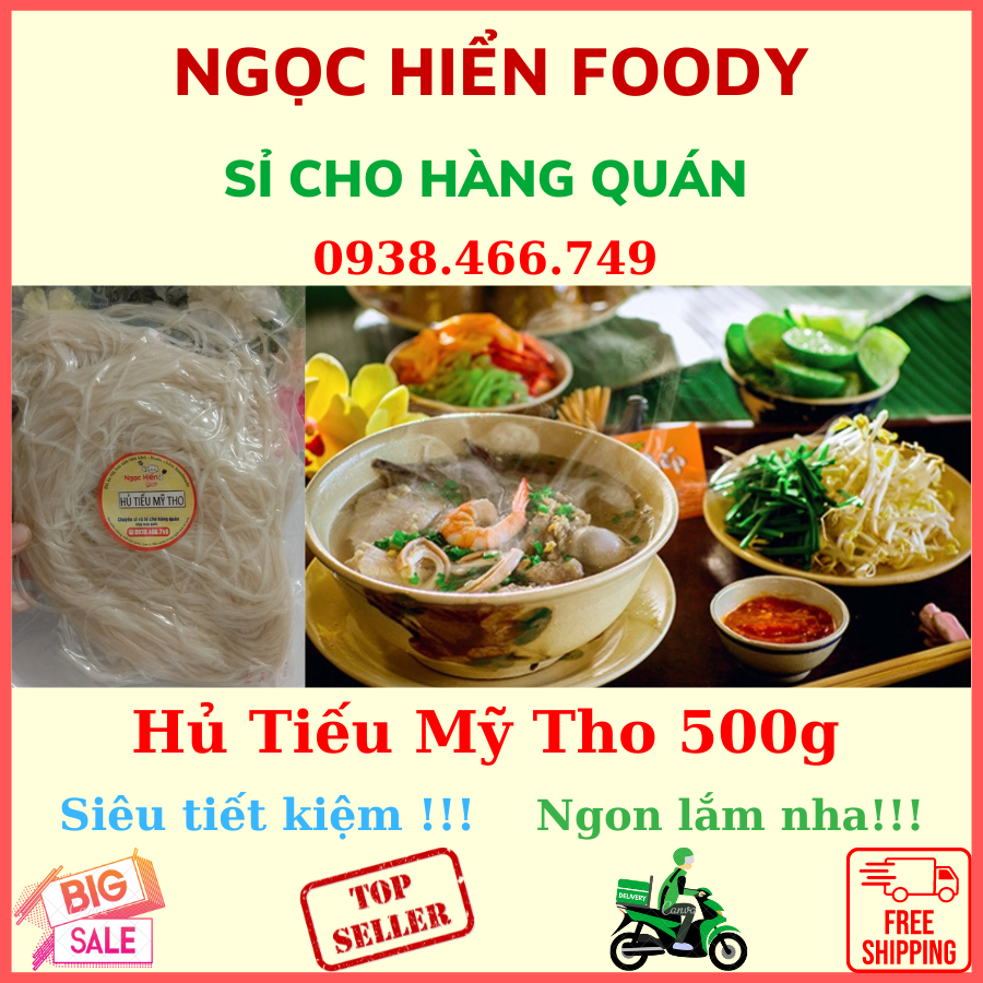Sỉ 10-20 gói hủ tiếu mỹ tho, hủ tiếu sa đéc hủ tiếu dai, ăn là ghiền gói 500g ngọc hiển foody