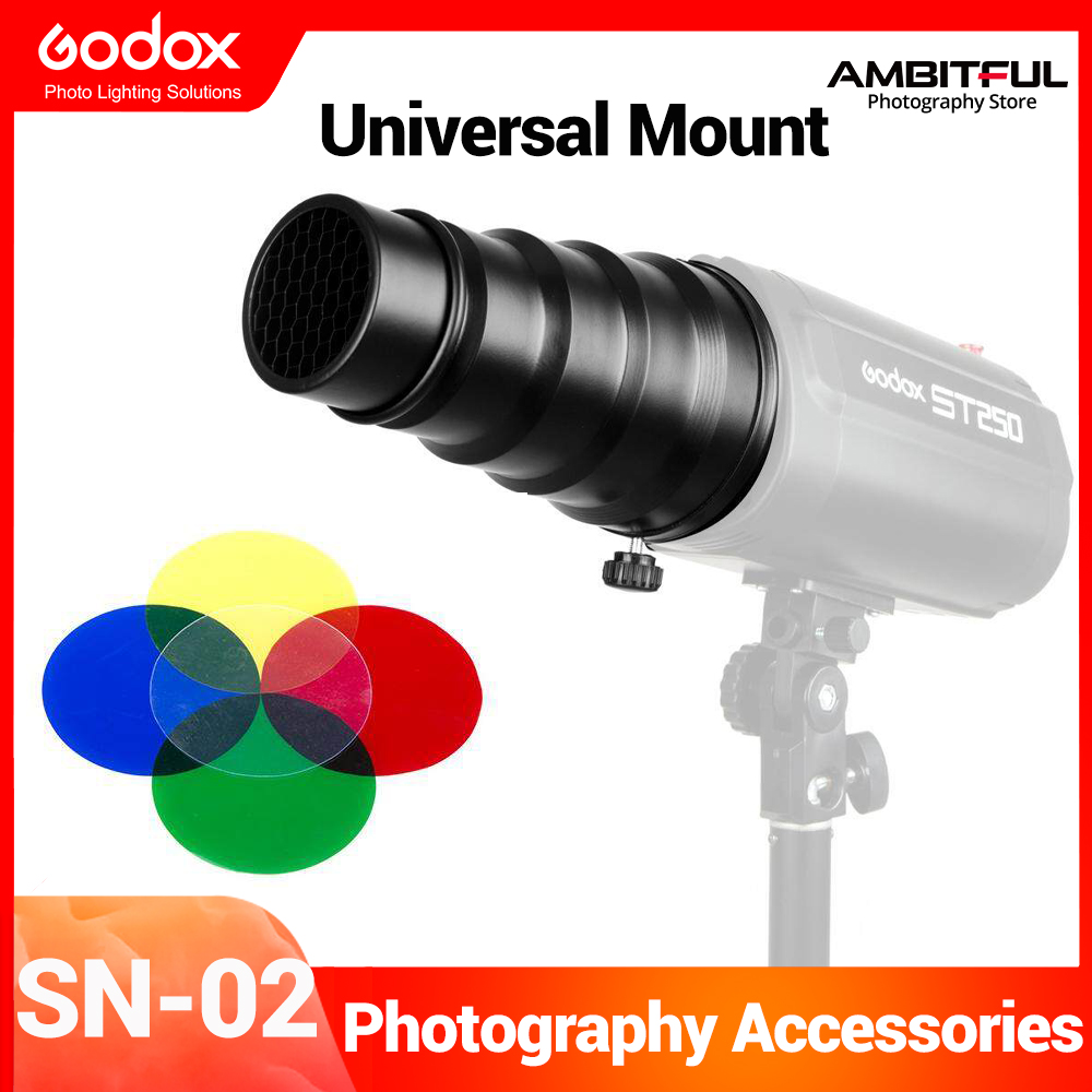 Godox sn-02 conical snoot honeycomb grid light beam tube for universal mount studio strobe flash k-150 k-180 250sdi 300sdi