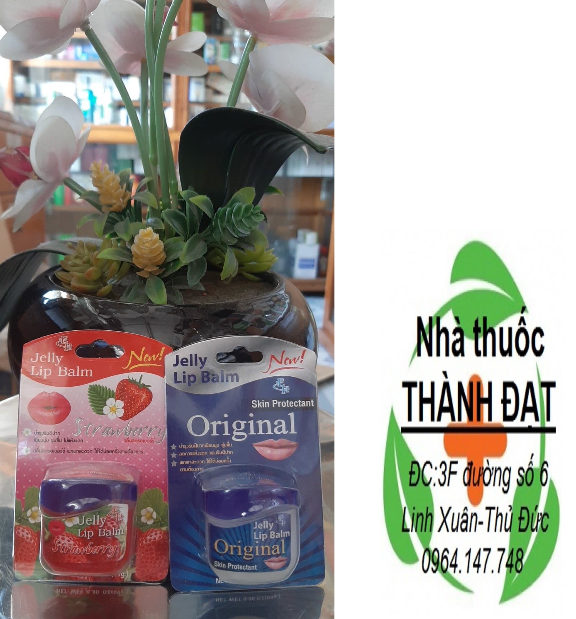 [Lấy mã giảm thêm 30%](hàng thái) vaselin dưỡng môi jelly lip balm lọ 9gr