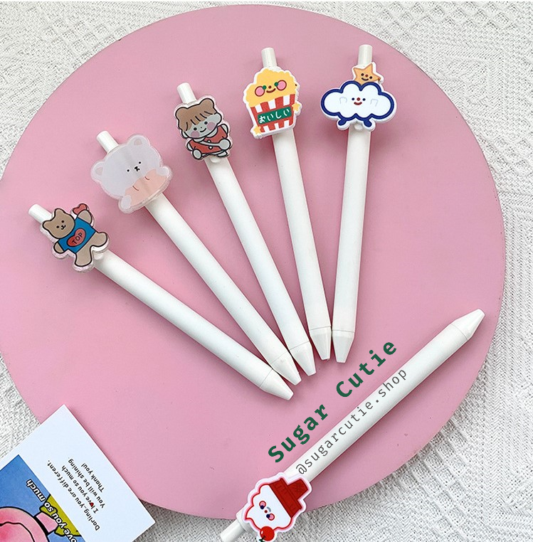 Bút bi bấm thân nhung trắng Zanmoo Matte Pen