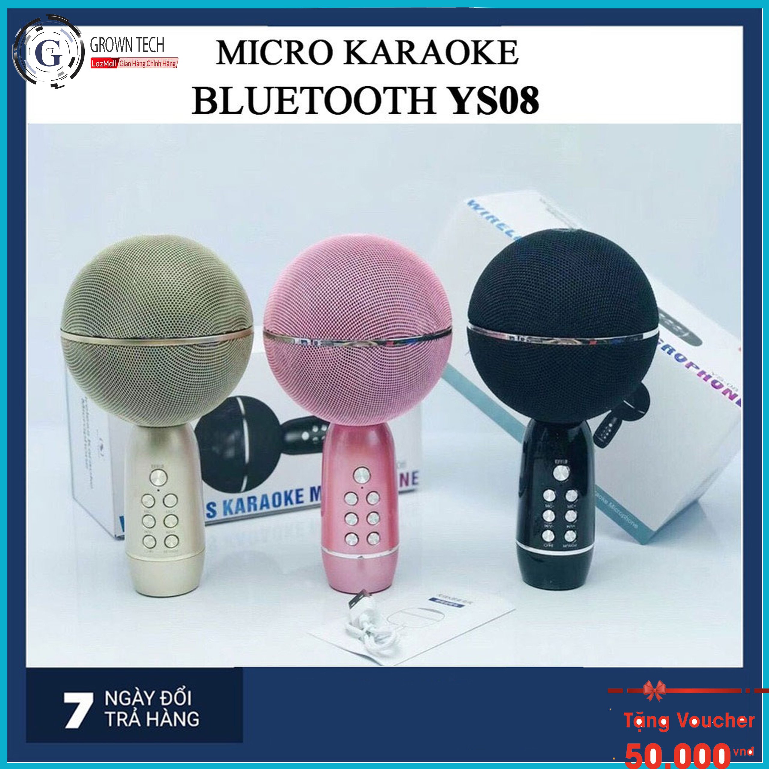 Micro bluetooth karaoke không dây Ys-08, mic hát đa năng livestream, thu âm kiêm loa blutooth bảo hành 12 tháng