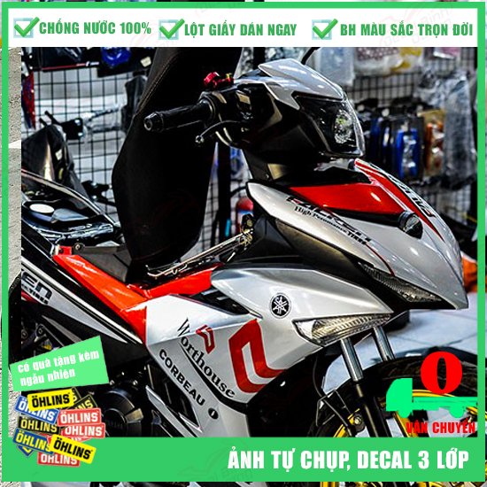 Tem Trùm Exciter 150 Đỏ Bạc - Tem Exciter 150 Mới Nhất - Decal Exciter 150 Đỏ Bạc