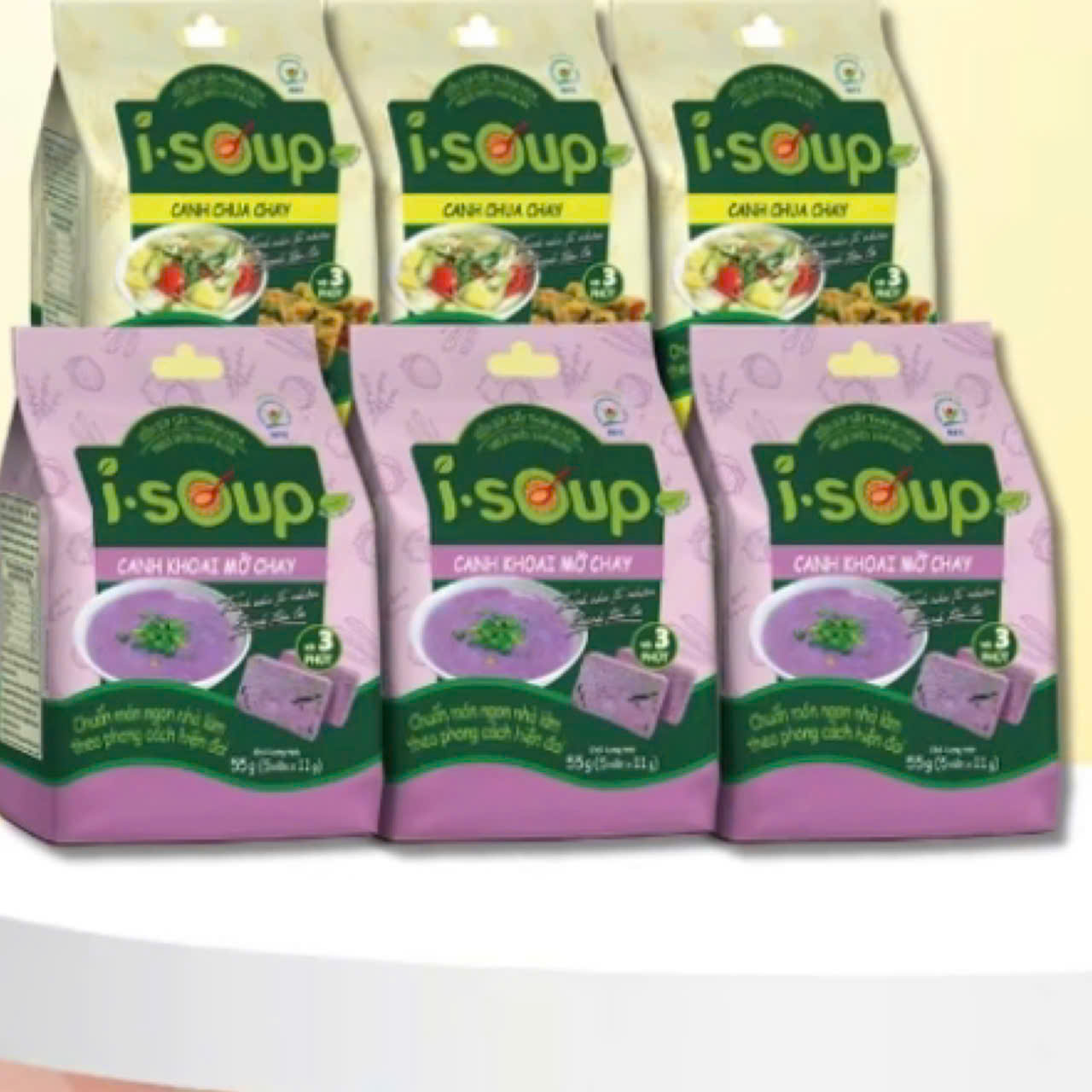 COMBO 6 TÚI CANH CHAY GỒM 3 CANH CHUA + 3 KHOAI MỠ , VIÊN CANH SẤY THĂNG HOA ISOUP