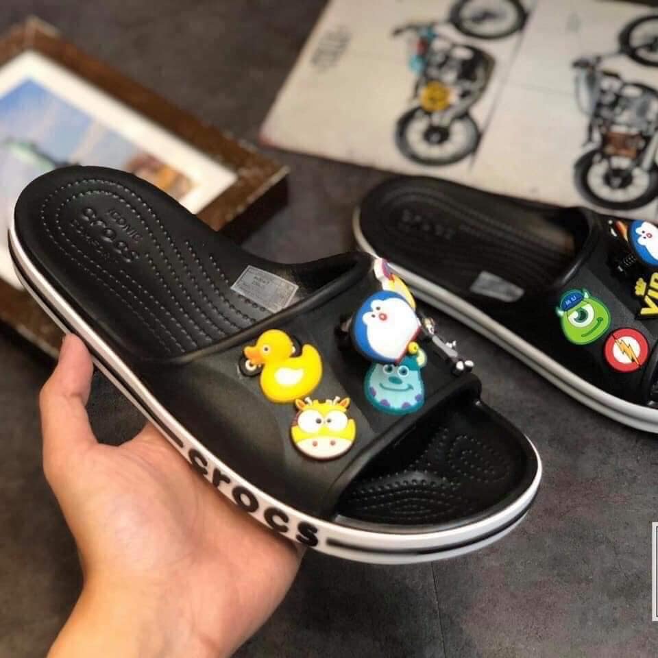Dép Crocs Nữ quai ngang cao cấp thiết kế quai thời trang, sành điệu giúp tôn dáng chân - Tặng kèm 12 sticker