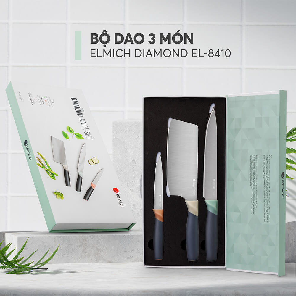 (Sale giữ chuỗi- Chỉ 01-10.11)Bộ dao Diamond 3 món đóng hộp Elmich EL8410