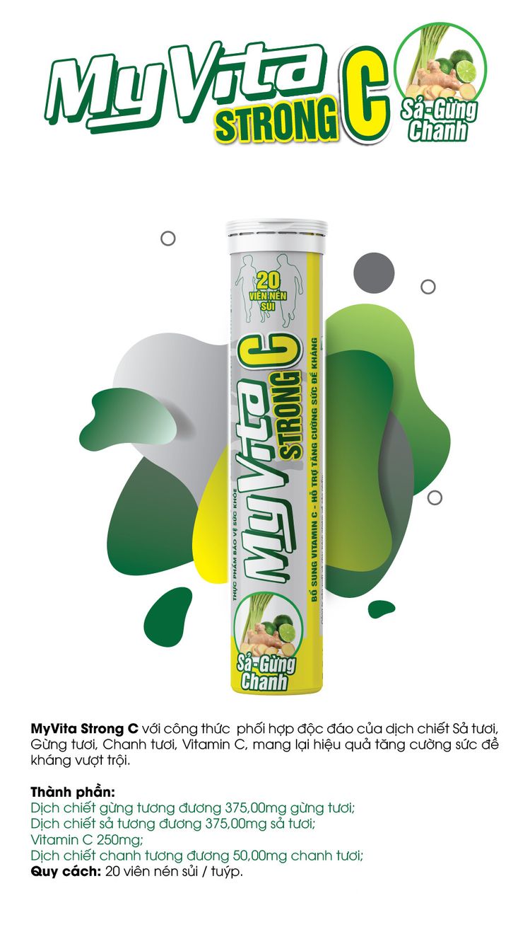 🌿🌿viên sủi myvita strong sả-gừng-chanh tăng đề kháng 20 viên🌿🌿🌿