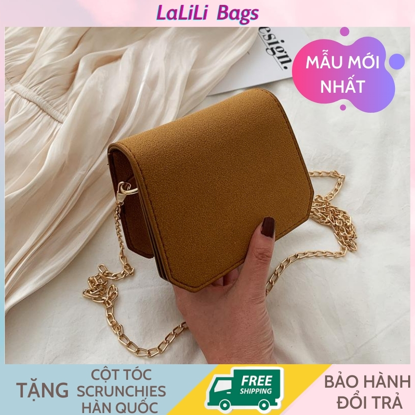 Túi xách nữ - TẶNG KÈM CỘT TÓC Scrunchies Hologram - Túi đeo chéo LALILI BAGS Túi nữ thời trang da PU cao cấp phong cách Hàn Quốc