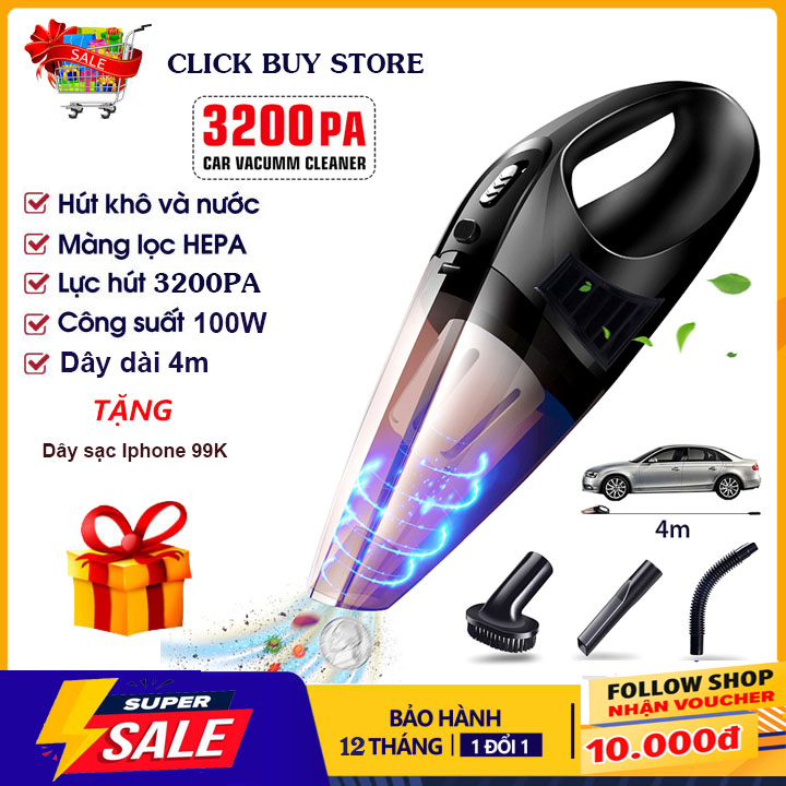 Máy Hút Bụi Ô Tô Cầm Tay Mini Nhỏ Gọn Tiện Lợi Dễ Dàng Thao Tác Và Cất Giữ