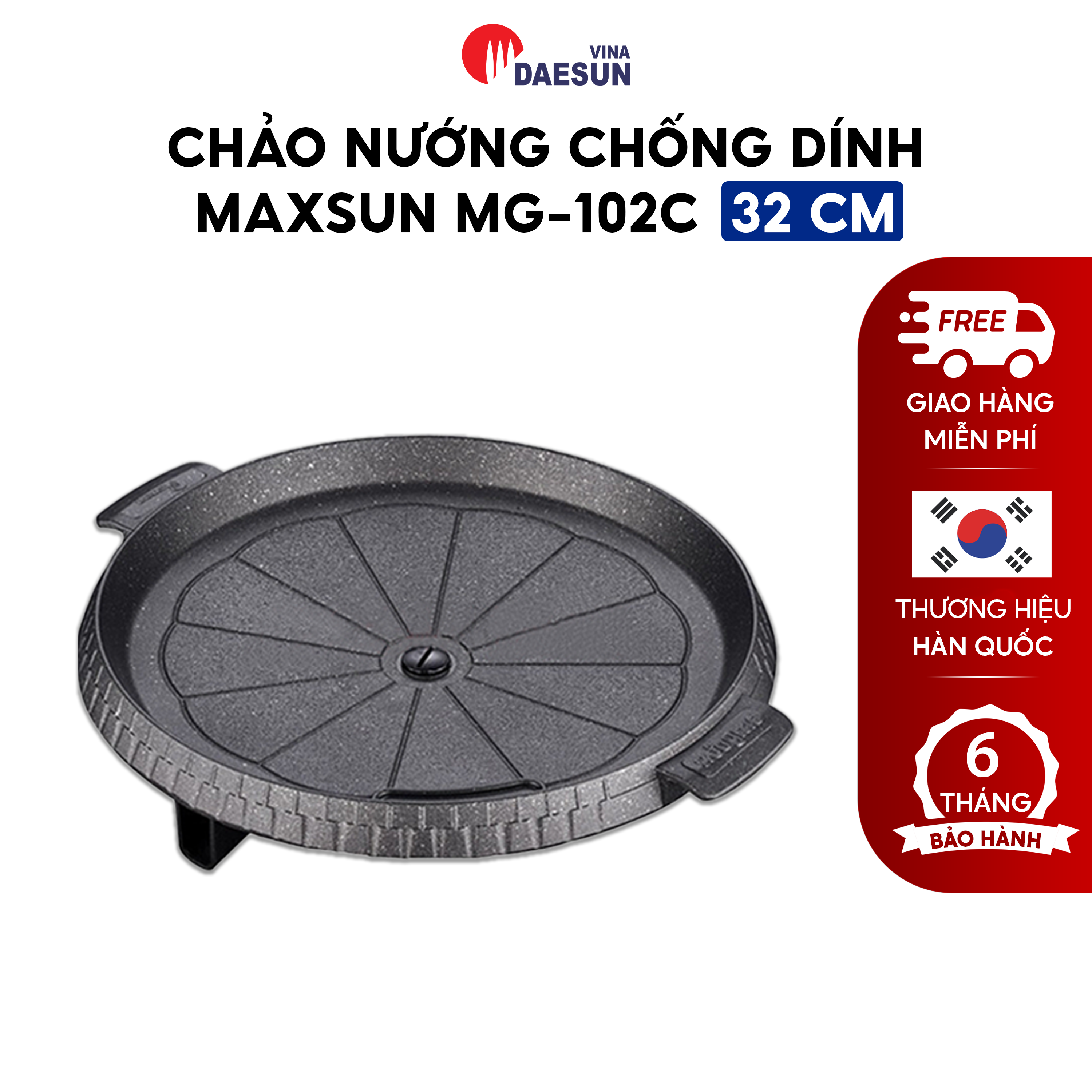 Chảo nướng chống dính, không khói maxsun - lỗ thoát dầu mỡ | 4 lớp | phủ đá cao cấp