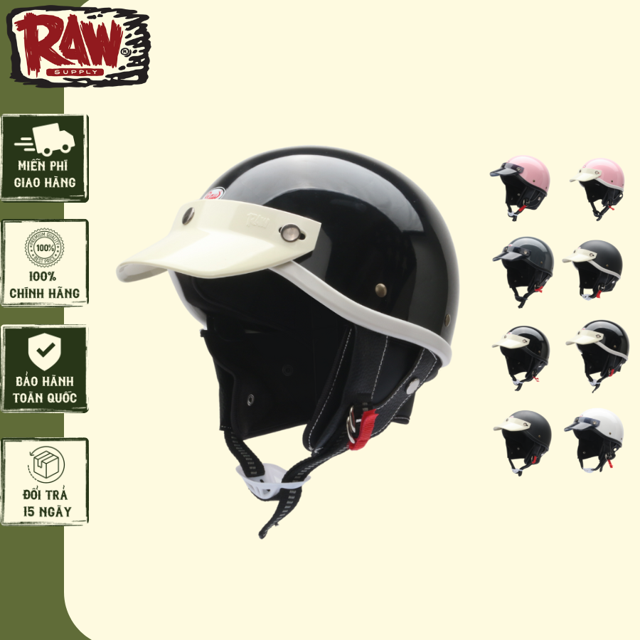 Mũ bảo hiểm nữa đầu Raw Soti cổ điển retro dành cho người đi xe máy Arrow