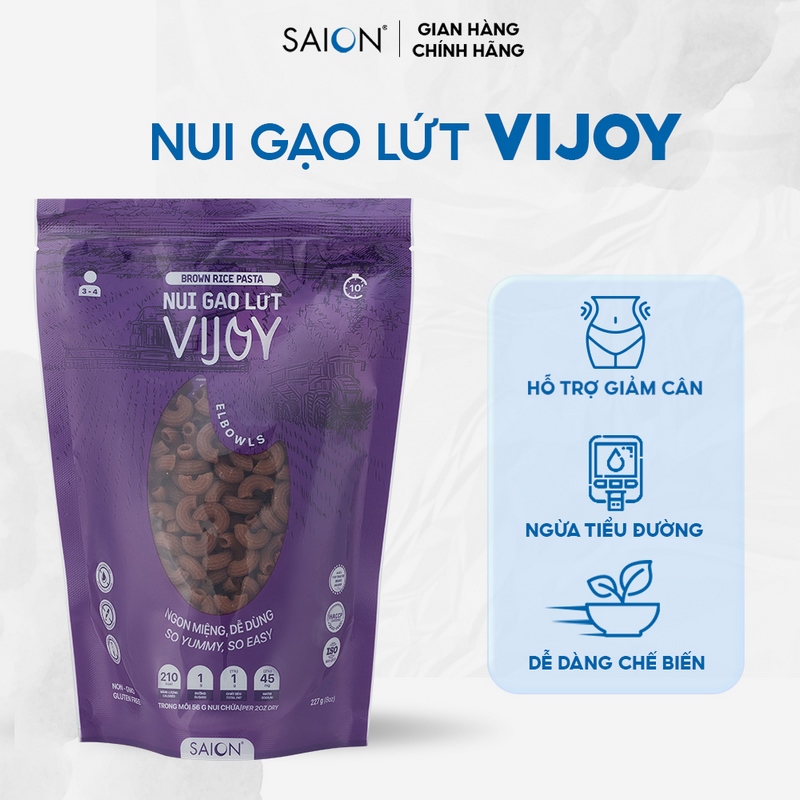 Nui gạo lứt vijoy nui ống ngắn healthy túi 227g