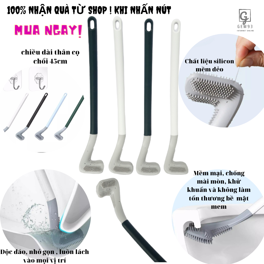 Chổi Cọ TOILET Thông Minh SILICON Đầu Cong Mẫu Mới Nhất, Đầu Bàn Chải Bồn Cầu Silicon, Công Cụ Làm Sạch Khử Trùng Mạnh Mẽ Không Có Ngõ Cụt Nhà Vệ Sinh Phụ Kiện,Bàn Chải Đánh Golf Sáng Tạo