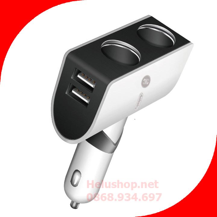 Bộ Chia Tẩu Sạc Xe Hơi Sạc Nhanh 2 tẩu và 2 cổng USB Hàng xịn (Có video)