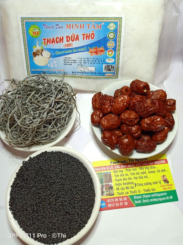 Combo Thạch Dừa Thô+ phổ tai+hạt é+táo đỏ