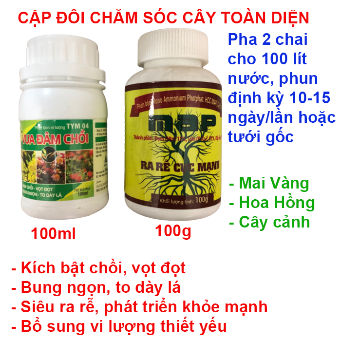 Cặp đôi phân bón chăm sóc cây toàn diện cho cây mai vàng, hoa hồng, cây cảnh, vua đâm chồi, siêu vọt đọt, kích ra rễ; Phân bón cho cây mai vàng vua đâm chồi, phân bón cho cây hoa hồng vua đâm chồi