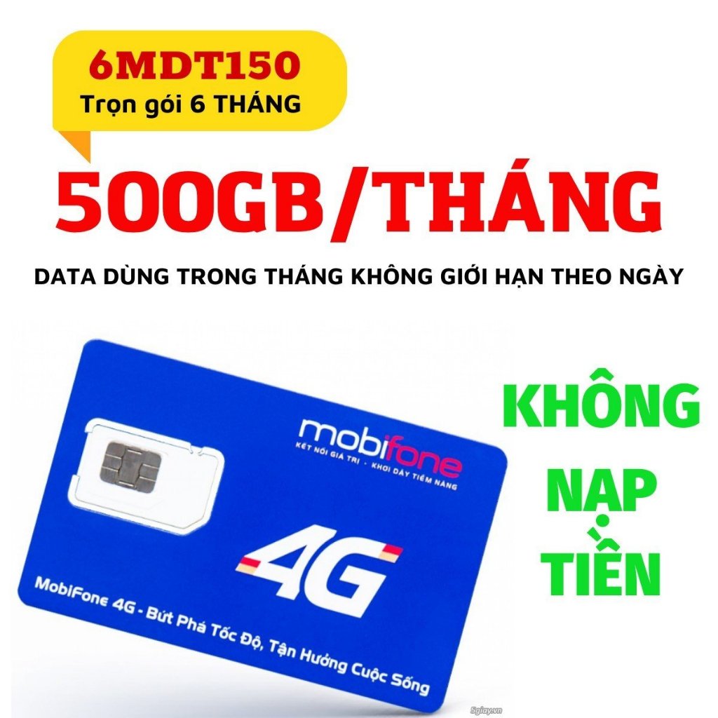 Sim 4G 6 tháng 1 Năm Dài Kì 500GB/ NGÀY  có sẵn gói cước không cần nạp tiền 6MDT150/12MDT150.CHƯA KÍCH HOẠT