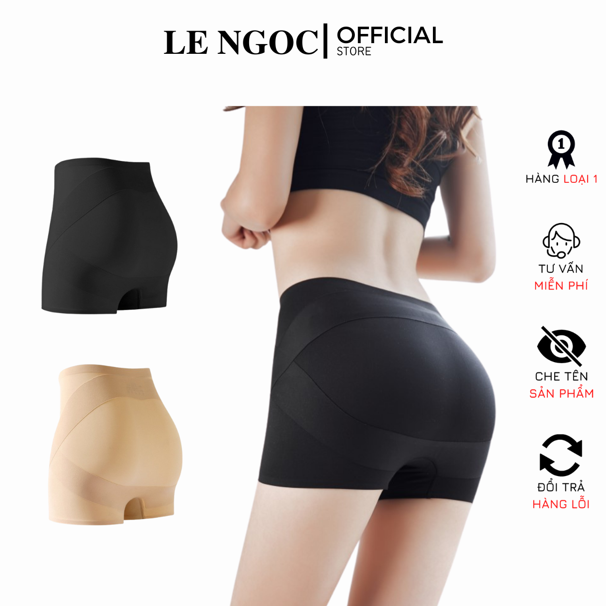 Quần mặc váy định hình eo, quần su cao cấp tạo hình mông 3D, quần bảo hộ mặc váy chống cuộn, quần nâng mông nữ, quần gen nịt bụng mặc váy LN181