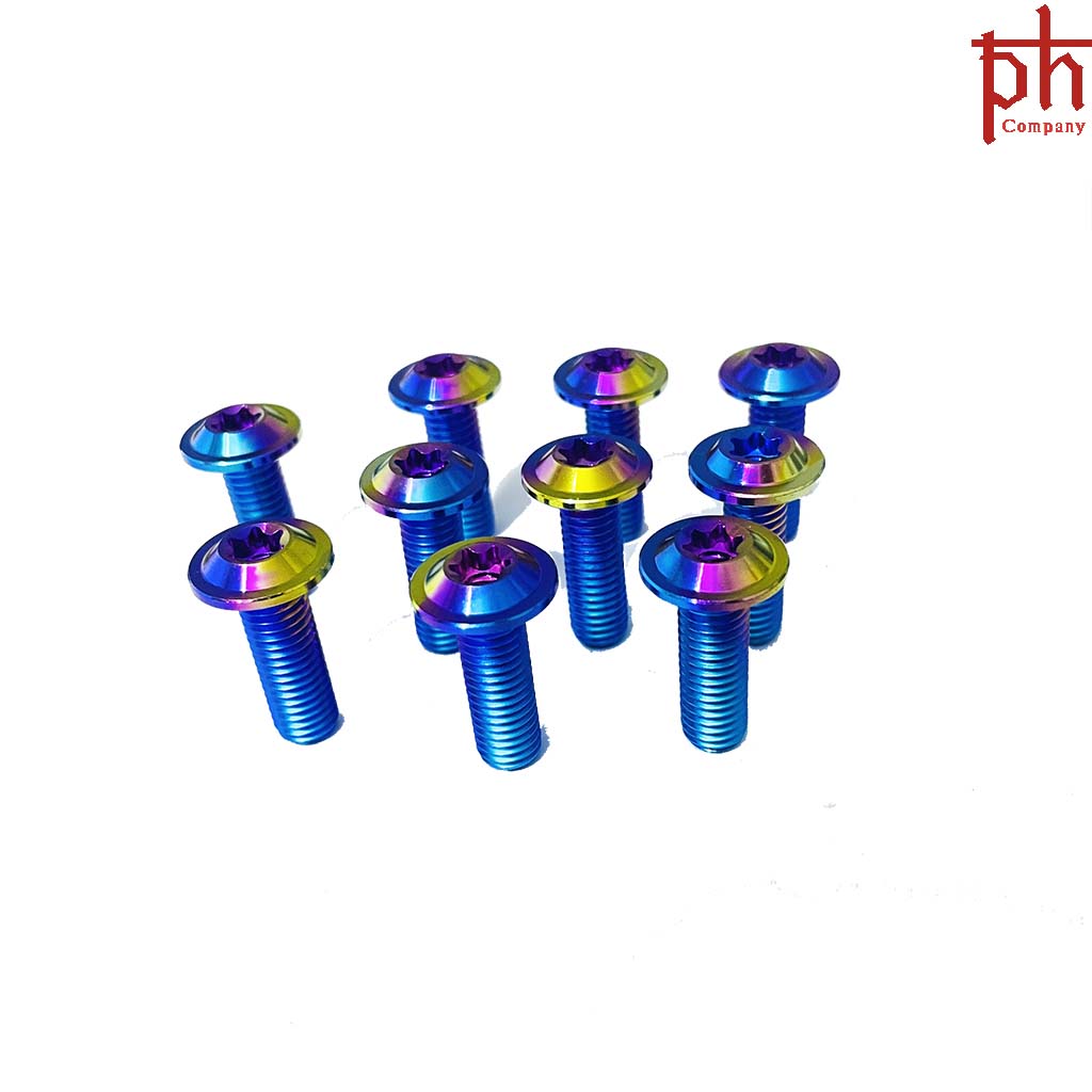 Bộ 10 Ốc Đĩa TITAN GR5 8li25 Dù Mỏng Màu Cầu Vồng Gắn Xe Yamaha,Honda Như Ex135,Wave,Sirus...-PHS