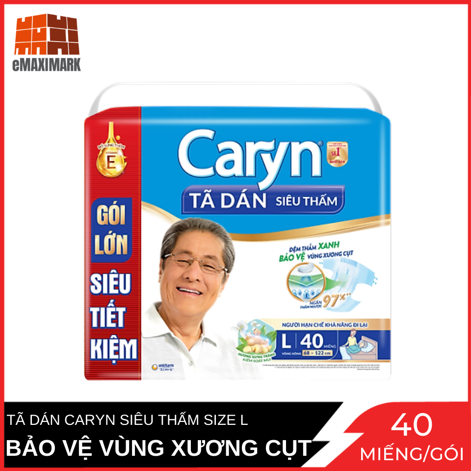 [HCM ship 2h] Tã Dán Caryn Size L Gói 40 Miếng