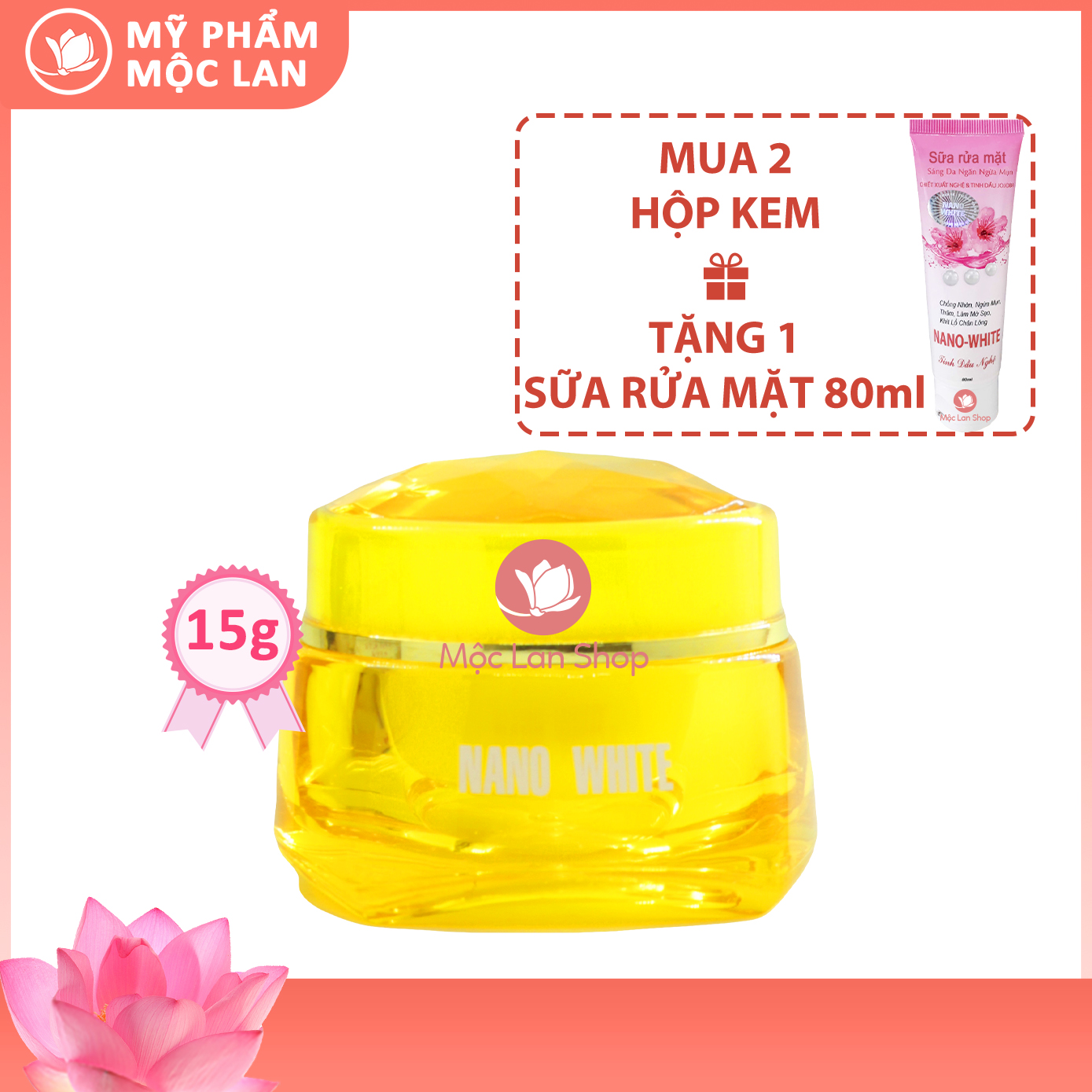 Kem dưỡng trắng da mặt tái tạo da bảo vệ da ngừa nếp nhăn chống lão hóa - Kem Nano White 15g