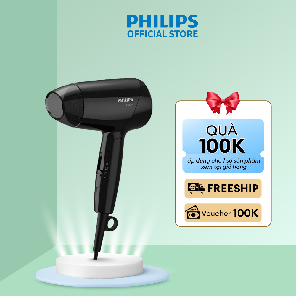 Máy sấy tóc Philips BHC010/10 - Dễ dàng chăm sóc tóc - sấy khô tóc nhanh - 3 chế độ sấy - bảo hành chính hãng 2 năm