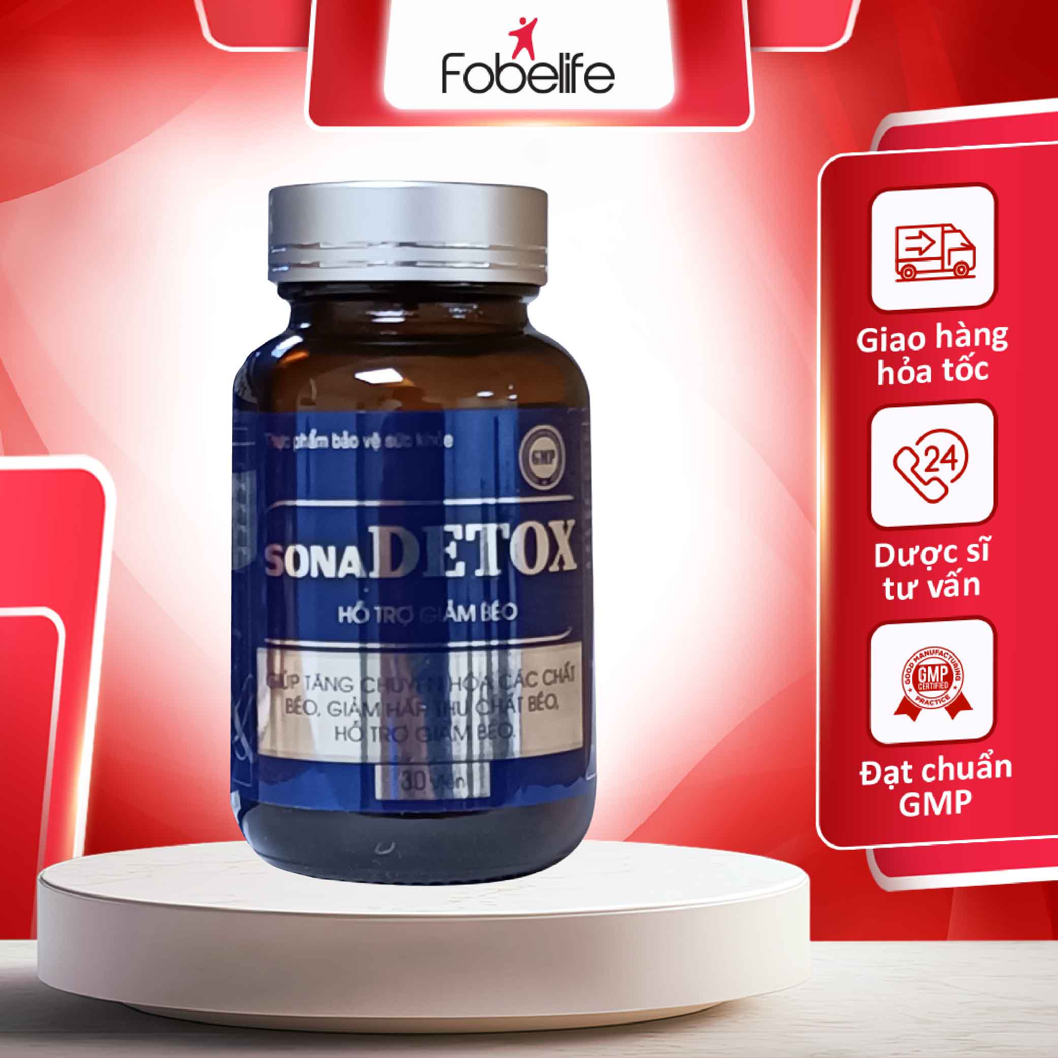 Viên uống hỗ trợ giảm cân sona detox - lọ 30 viên
