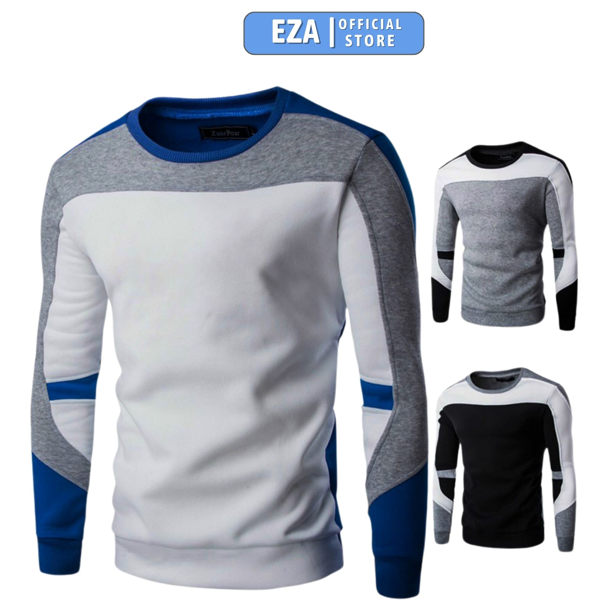Áo Thun Nam, Áo Thun Dài Tay Nỉ Da Cá Phối Màu Thu Đông Mặc Ấm Ezafashion EZTD04