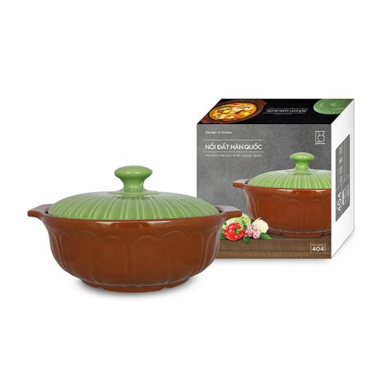 Nồi đất nắp sứ hoa sen cao cấp tucbeghi donghwa 450ml - 1.6l- mã nâu - 450ml