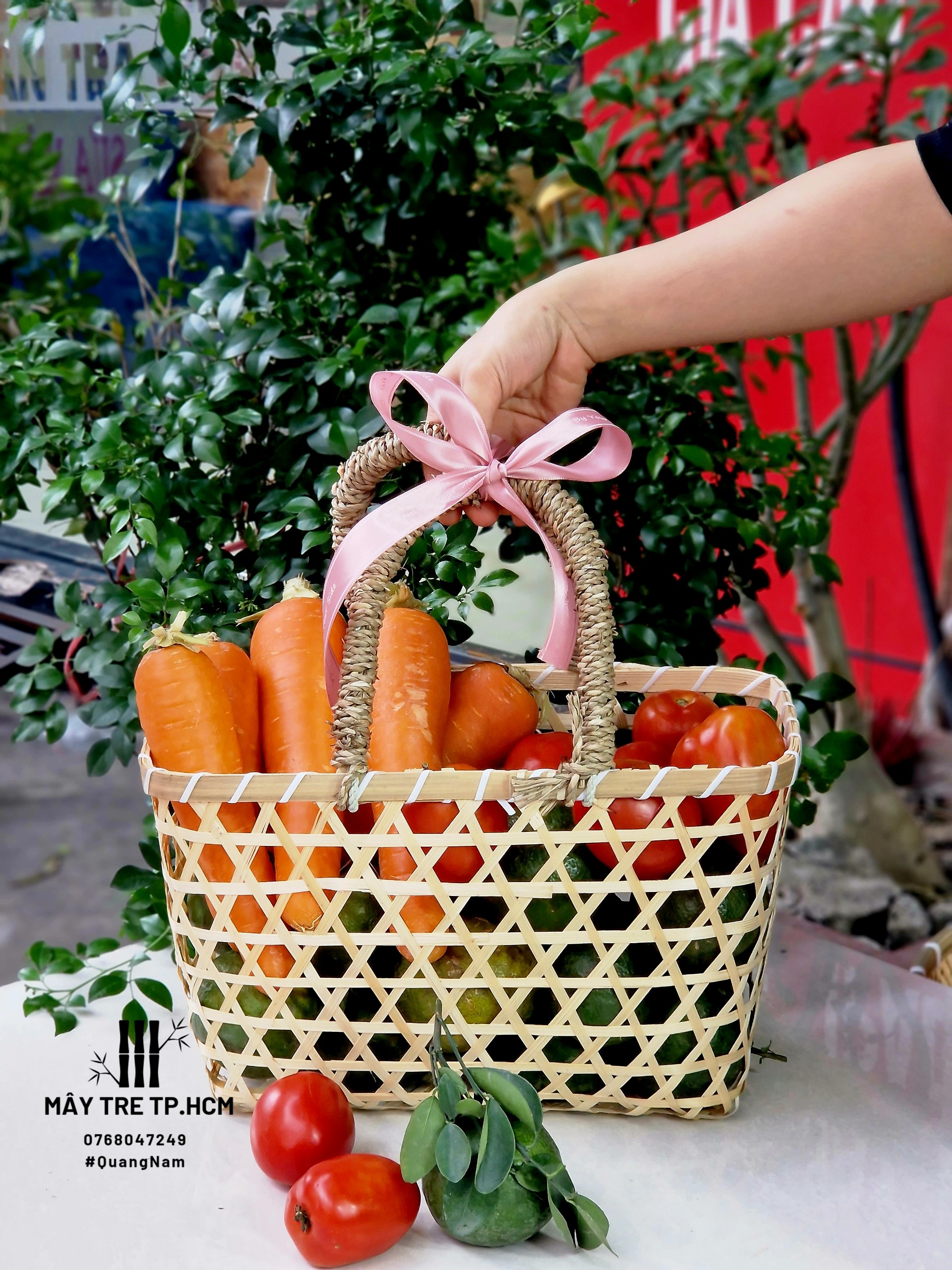 Giỏ cói mây tre đựng quà đựng trái cây