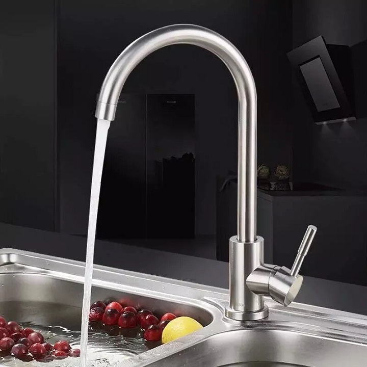 Vòi nước, vòi chậu rửa bát nóng lạnh inox 304 vrb 03 tặng đôi dây cấp nước
