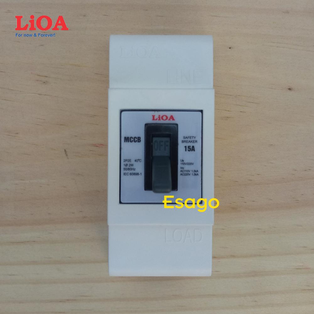 Combo cầu dao tự động an toàn LiOA 15A loại 2 cực 2 tiếp điểm - Lắp nổi nhỏ