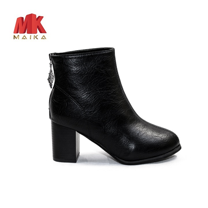 Boot nữ gót vuông cao 8cm cổ cao s128 đen thời trang hiện đại cá tính mk store