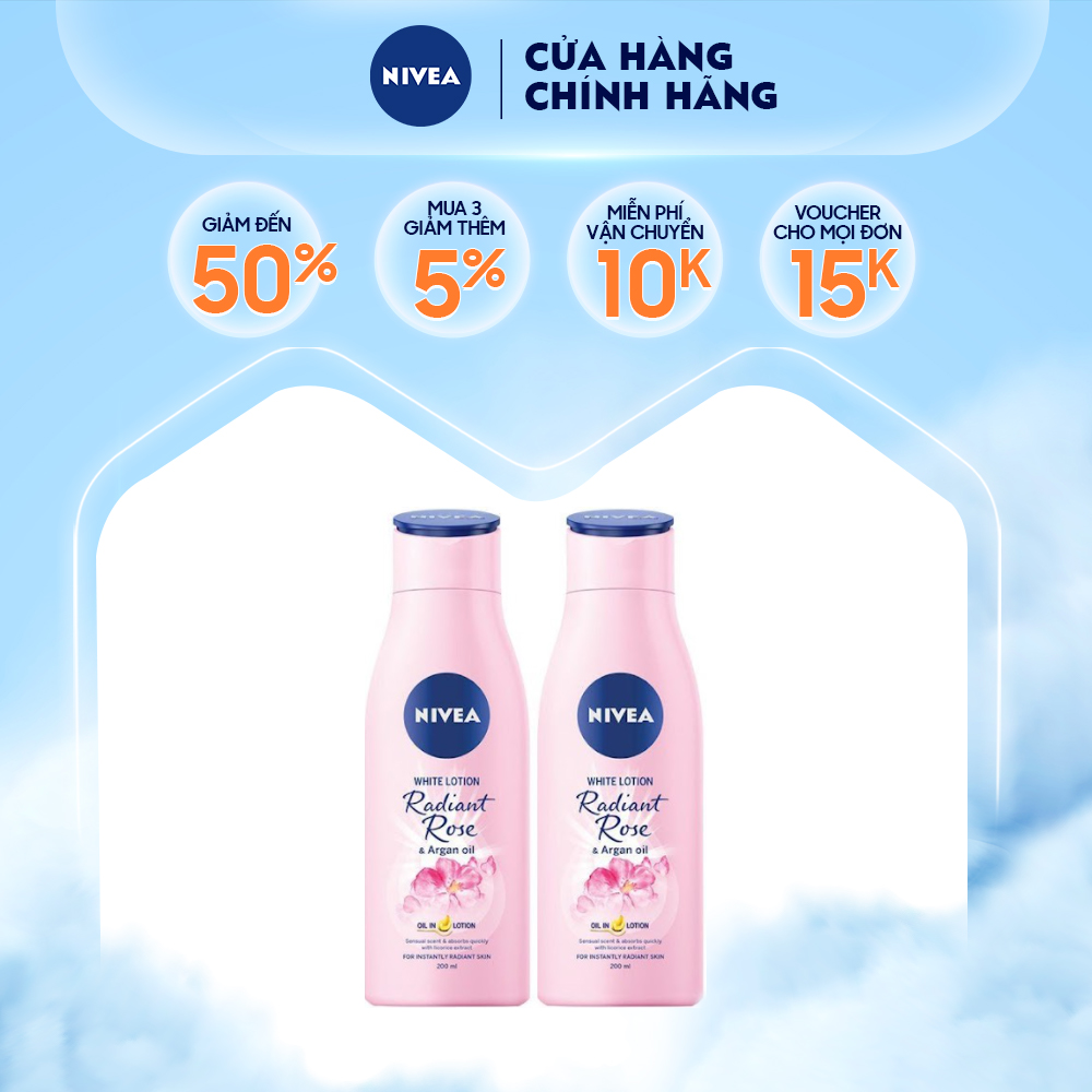 Combo 2 Sữa dưỡng thể dưỡng trắng Nivea Radiant Rose 200ml 85706