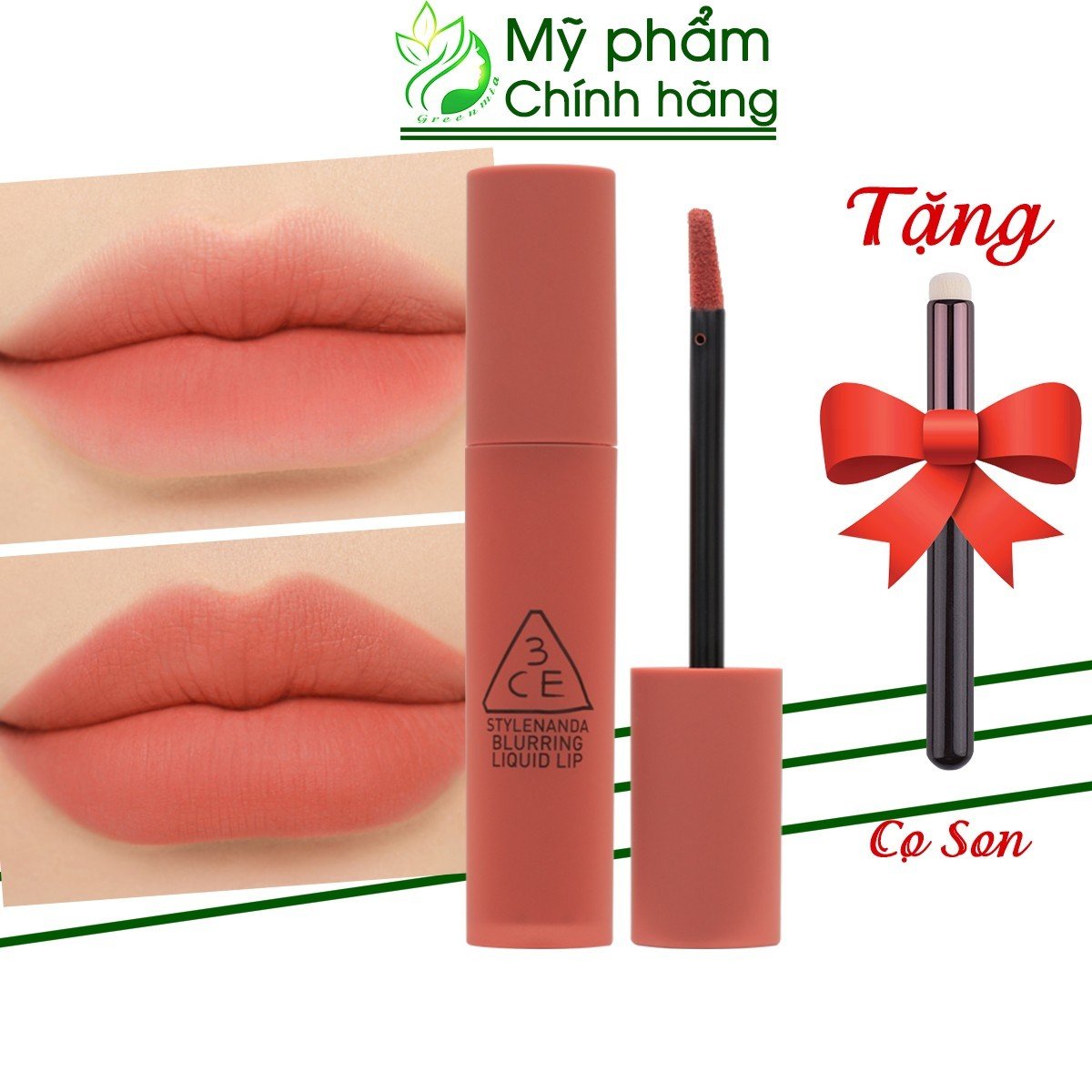 Son kem lì tint 3ce blurring liquid lip stick around – màu cam hồng đào phai bền màu