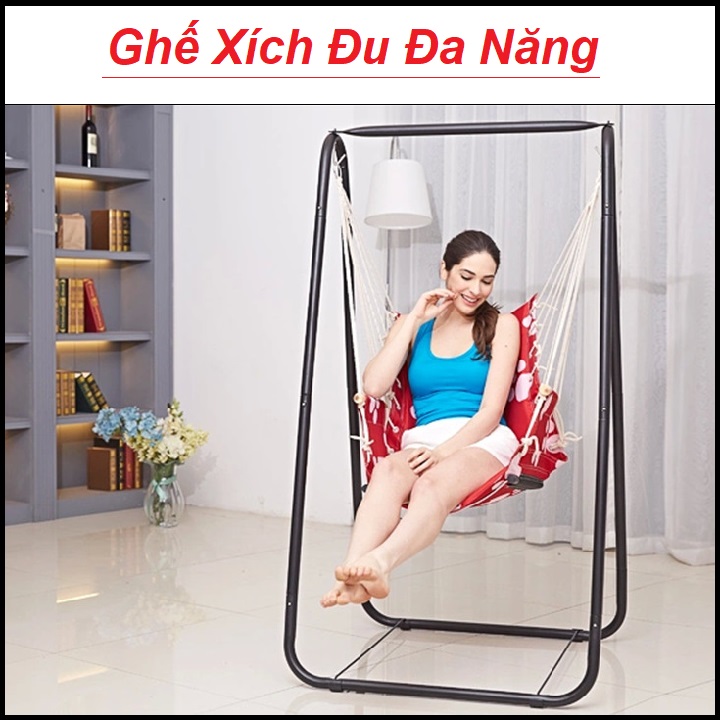 Ghế Võng Xích Đu Trong Nhà - Ghế Xích Đu Treo Khung Thép Chống Gỉ Cao Cấp, Ghế Xích Đu, Ghế Xích Đu Sân Vườn, Ghế Xích Đu Thư Giãn Đa Năng