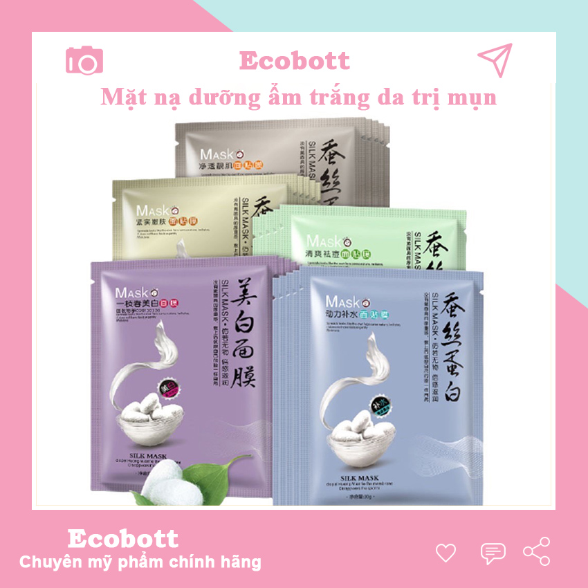 [SIÊU SALE] Mặt nạ giấy dưỡng trắng cấp ẩm dưỡng da loại mụn cao cấp tơ tằm Ecobott