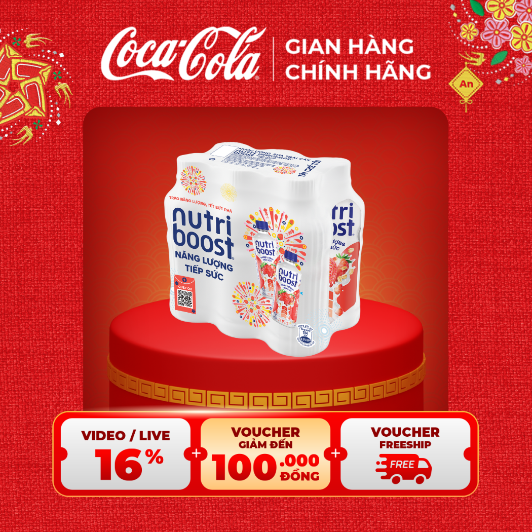 [SIÊU SALE TẾT] Lốc 6 Chai Thực phẩm bổ sung Nước uống sữa trái cây Nutriboost Energyze Blend 297ml/Chai Sale 25.01 Coca-Cola Chính Hãng_LD