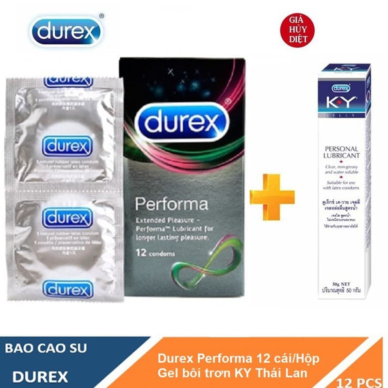 COMBO 1 HỘP BCS DUREX PERFORMA + GEL BÔI TRƠN KY