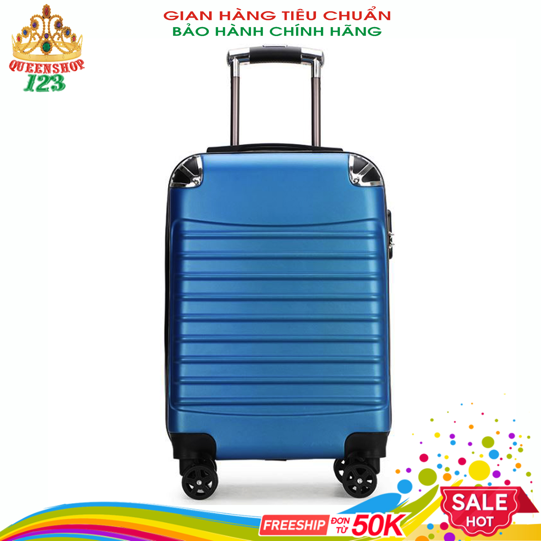 Vali thời trang, trẻ trung, cá tính. Vali du lịch nhựa kéo bọc góc (Đủ size 20, 24, được chọn màu)