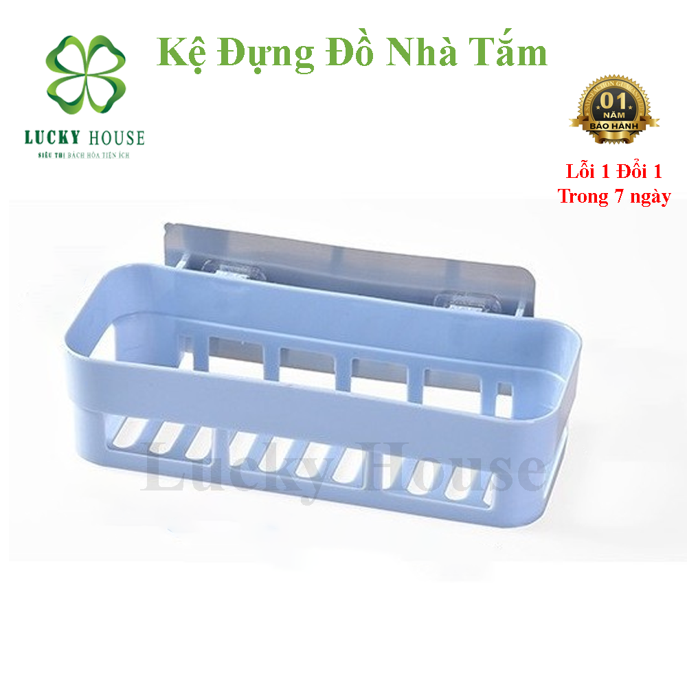 Kệ đựng đồ nhà tắm hình chữ nhật bằng nhựa tiện dụng , kệ đựng đồ đa năng gắn tường siêu chắc chắn