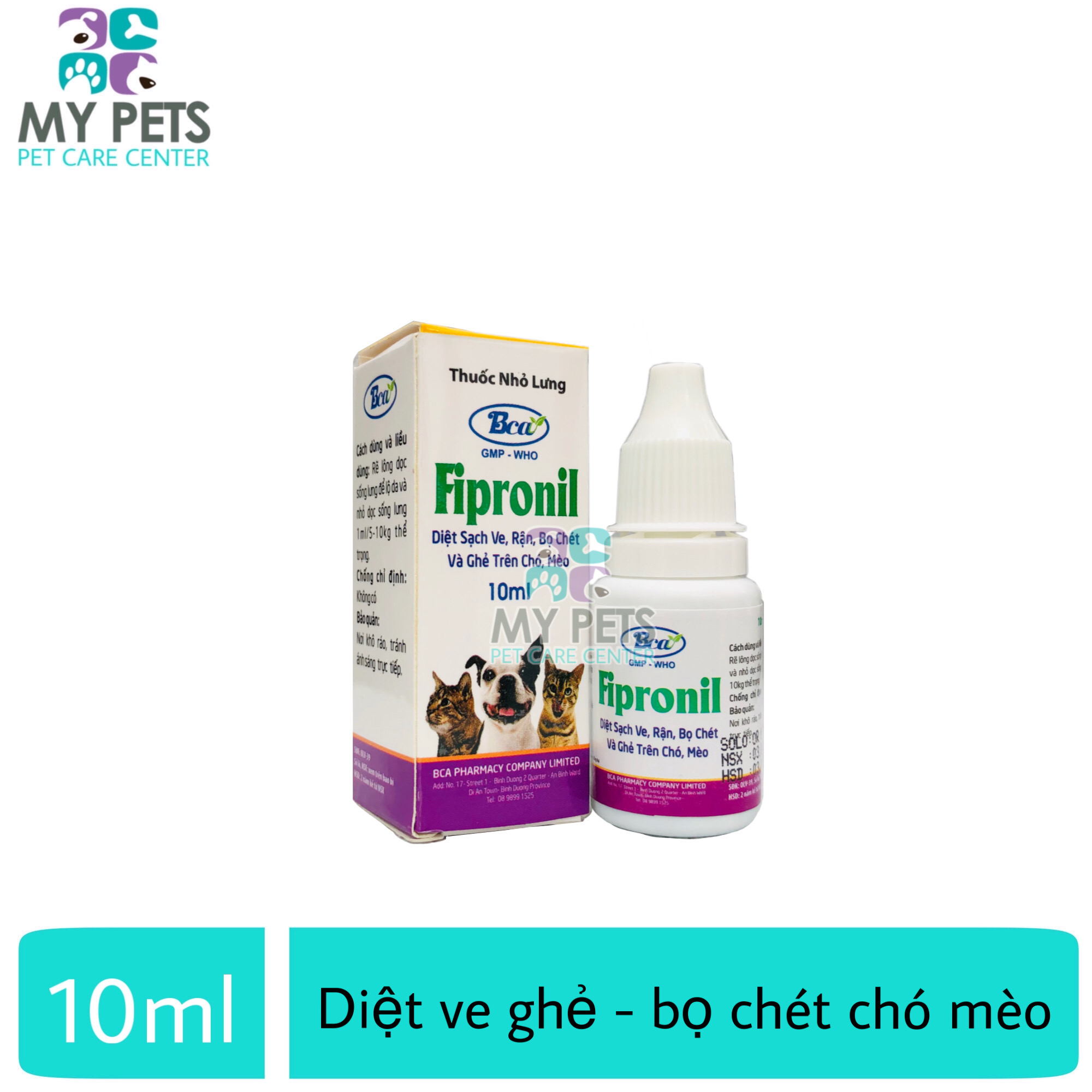 Thuốc Nhỏ sống lưng diệt ve ghẻ bọ chét cho chó mèo - Fipronil 10ml