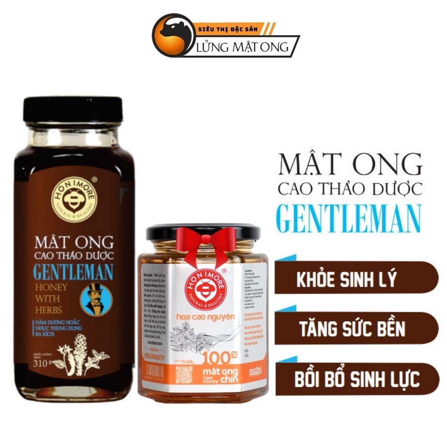 Combo Mật ong rừng, mật ong nguyên chất Mật ong cao thảo dược Gentleman 310g + 1 lọ Mật ong rừng nguyên chất 360g - Chuyên dành cho đàn ông giúp tăng bản lĩnh quý ông, tăng cường sức khỏe