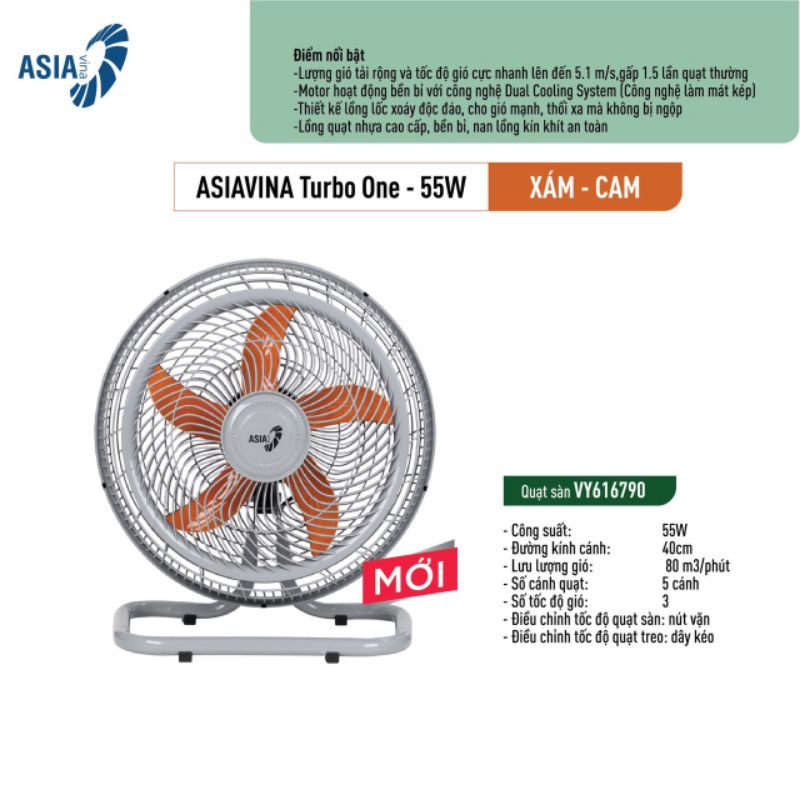 Quạt sàn asia turbo one - công suất 55w - hàng chính hãng, bảo hành 24 tháng vy616890