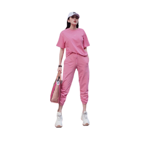 [HCM]Set Bộ Nữ Quần Dài Bo Chân Áo Tay Ngắn Cổ Tròn Thời Trang Xuân Hè Phong Cách Hiện Đại Theo kiểu Hàn Quốc S120