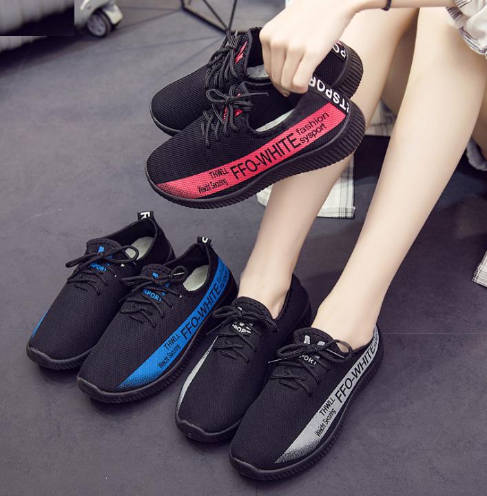 [HCM]GIÀY THỂ THAO NAM NỮ BUỘC DÂY ĐẾ DẺO MẶC THOÁNG CHÂN PHỐI CHỮ OFF WHITE