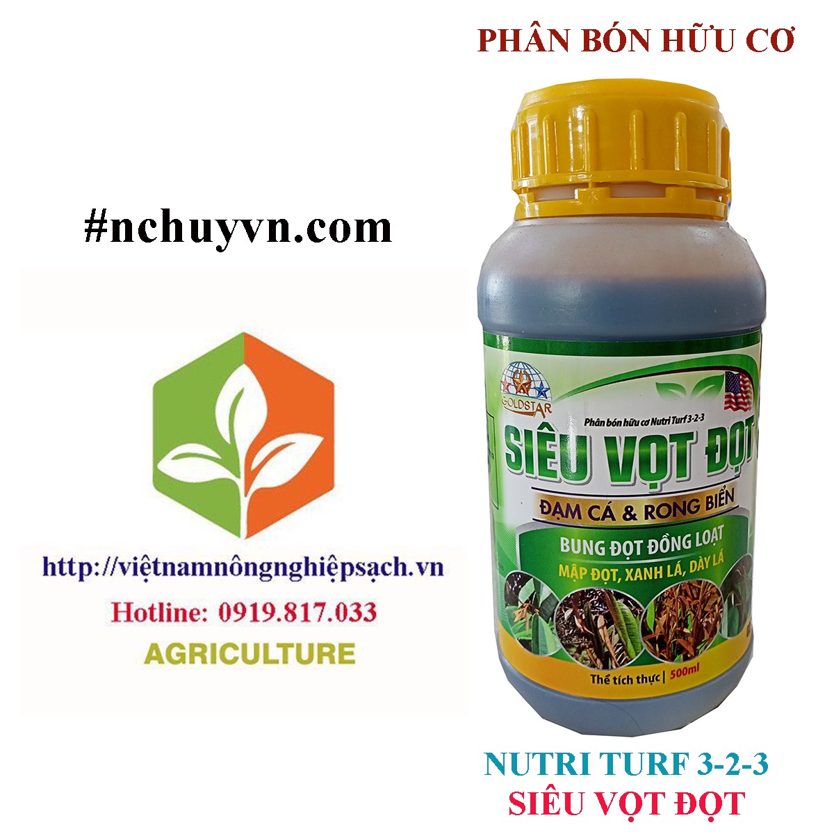 Siêu vọt đọt - phân bón hữu cơ nutri turf 3-2-3